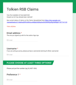 Example of the TRSB Claims form